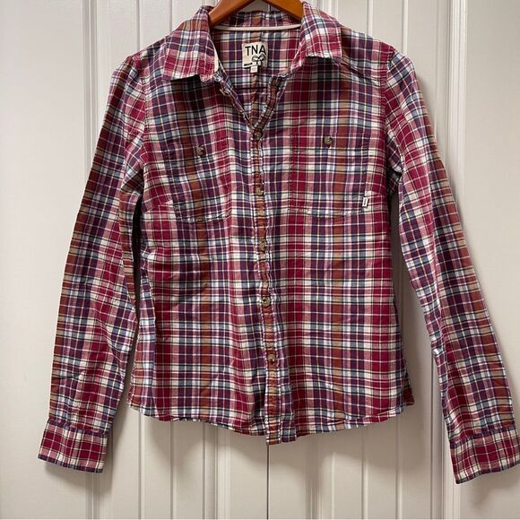 TNA Plaid Flannel Button-Up Red - Picture 2 of 16